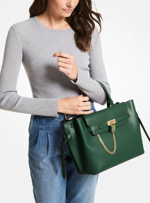 Damske Satchel Taske Michael Kors Hamilton Legacy Large Leather Belted Olivovo Zelená - Kabelky Michael Kors Akcia | TMJCI-6524
